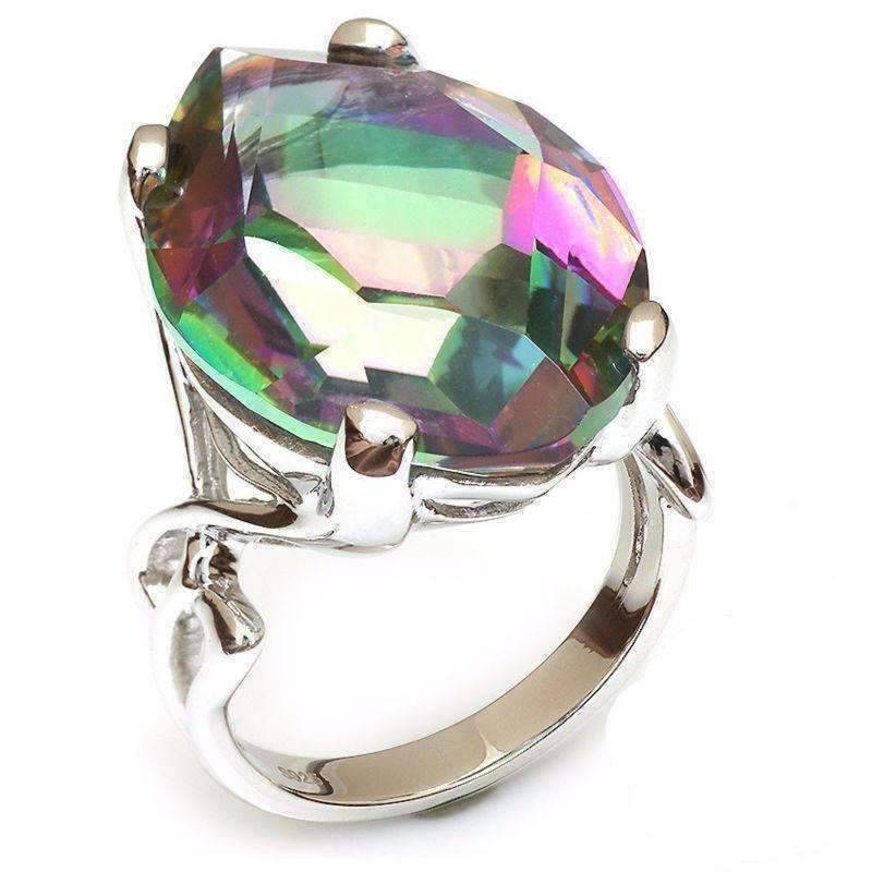 Feshionn IOBI Rings Imperial Splendor Genuine Rainbow Fire Mystic Topaz 30CT IOBI Precious Gems Ring