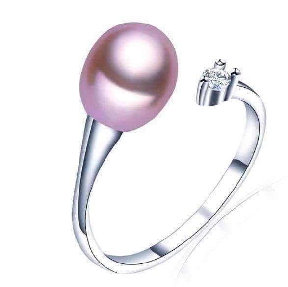 Feshionn IOBI Rings Lavender Genuine Freshwater Pearl & CZ Adjustable Bypass Ring