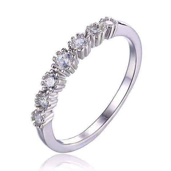 Feshionn IOBI Rings Ma Petite Fleur Seven Stone Graduated CZ Silver Band Ring