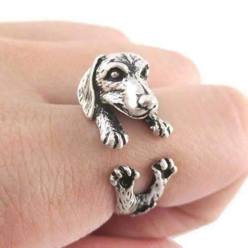 Feshionn IOBI Rings Puppy Love Dachshund Dog Adjustable Animal Wrap Ring