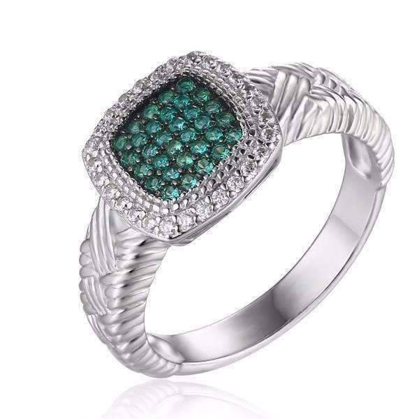 Feshionn IOBI Rings Renaissance Pavé Nano Simulated Emerald Halo IOBI Precious Gems Ring