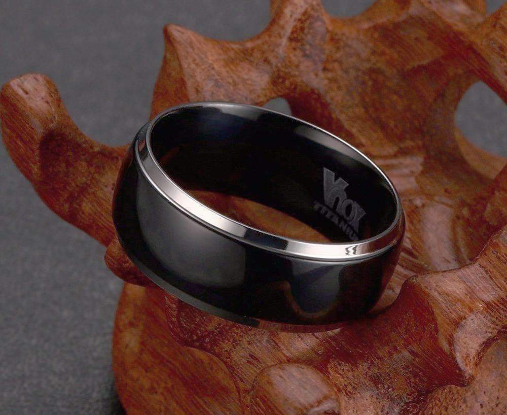 Feshionn IOBI Rings Sable Black Titanium Men's Wedding Band Ring