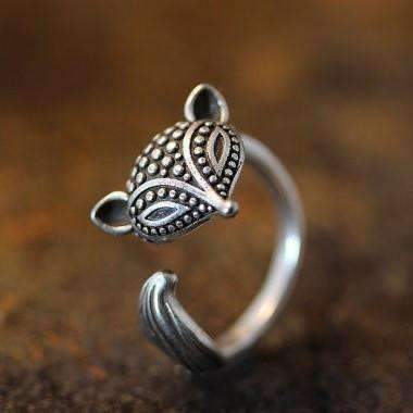 Feshionn IOBI Rings Silver Foxy Lady Adjustable Fox Animal Wrap Ring