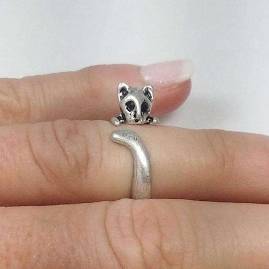 Feshionn IOBI Rings Silver Squirrel Adjustable Animal Wrap Ring