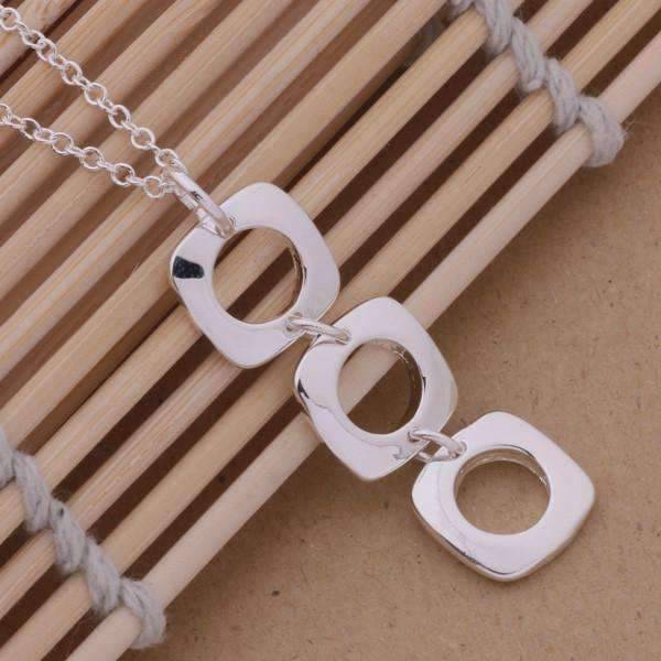 Feshionn IOBI Sets Geometric Links Sterling Silver Necklace, Earrings and Bracelet Set