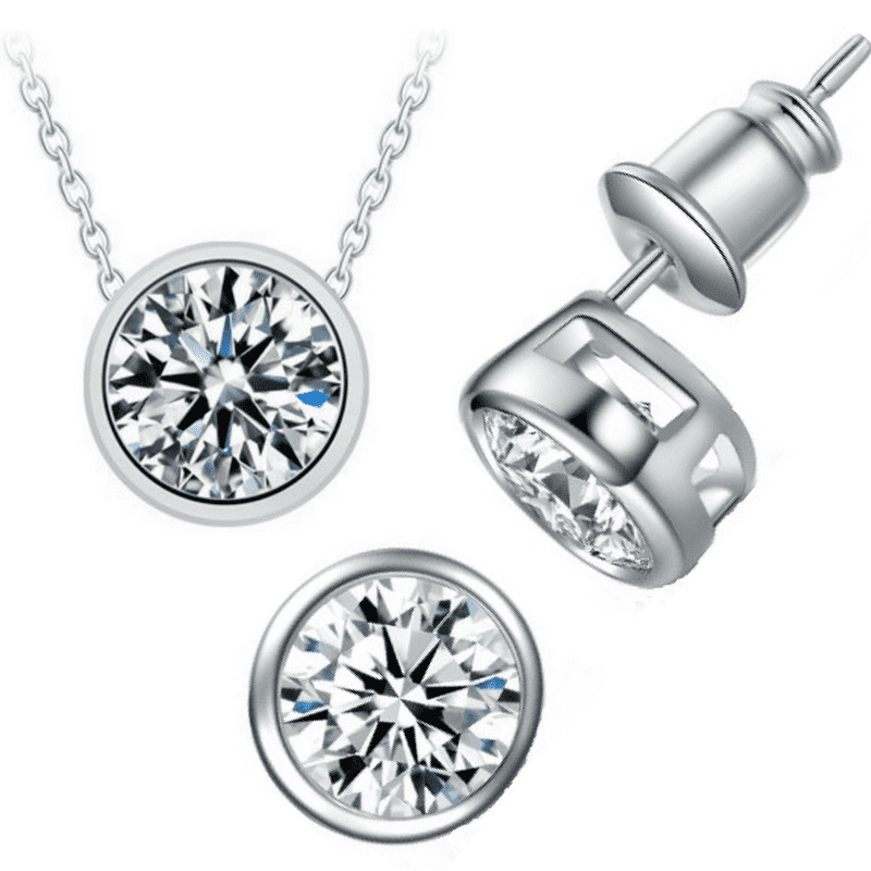 Feshionn IOBI Sets ON SALE - Bezel Duo 2CT IOBI Crystals Matching Pendant and Earrings Set