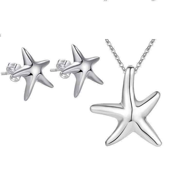 Feshionn IOBI Sets ON SALE - Itty-Bitty Frolicking Stars Sterling Silver Matching Necklace and Earring Set