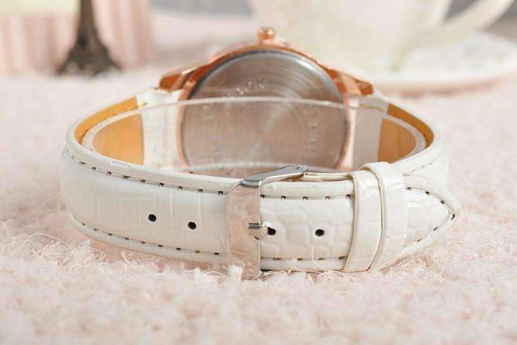 Feshionn IOBI Watches CLEARANCE - Shimmering Butterfly Rose Gold Ladies Leather Watch