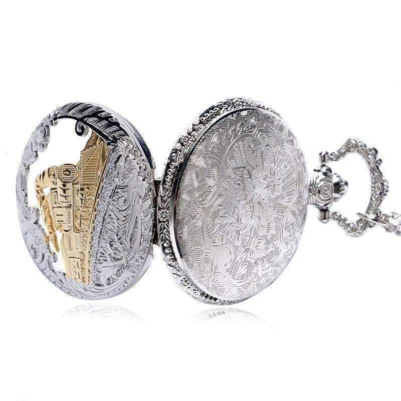 Feshionn IOBI Watches Engineer Two Tone Train Pocket Watch