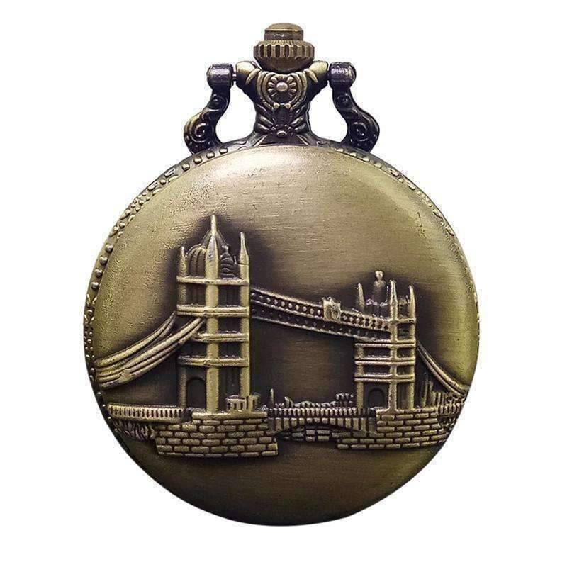 Feshionn IOBI Watches Tower Bridge Embossed Bronze Pocket Watch