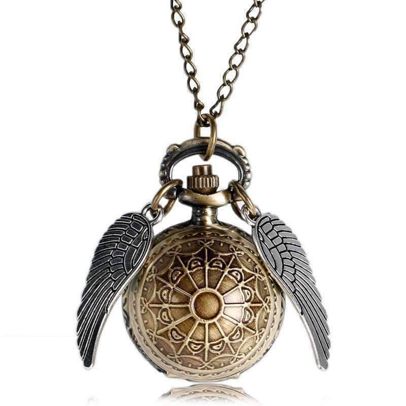 Feshionn IOBI Watches Wizard's Game Mini Snitch Gold-Tone Pocket Watch Necklace