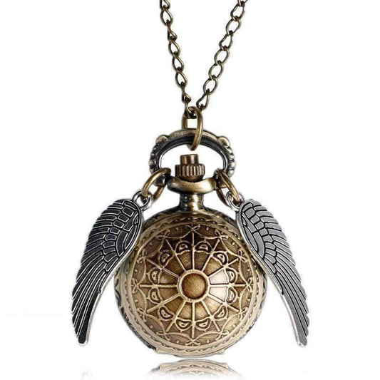 Feshionn IOBI Watches Wizard's Game Mini Snitch Gold-Tone Pocket Watch Necklace