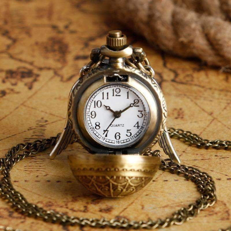 Feshionn IOBI Watches Wizard's Game Mini Snitch Gold-Tone Pocket Watch Necklace