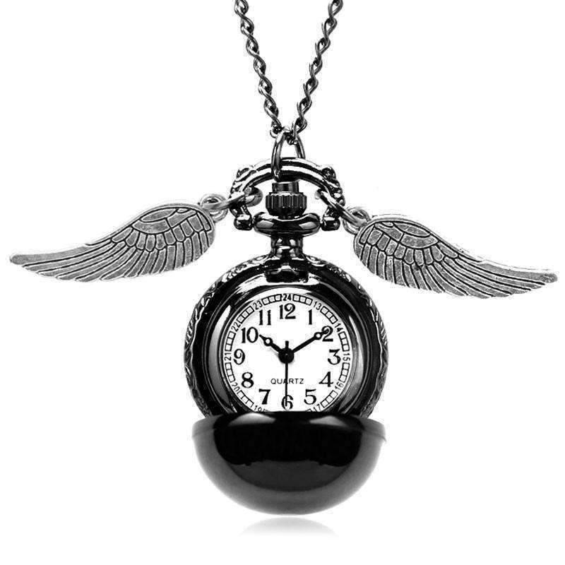 Feshionn IOBI Watches Wizard's Game Mini Snitch Gunmetal Pocket Watch Necklace