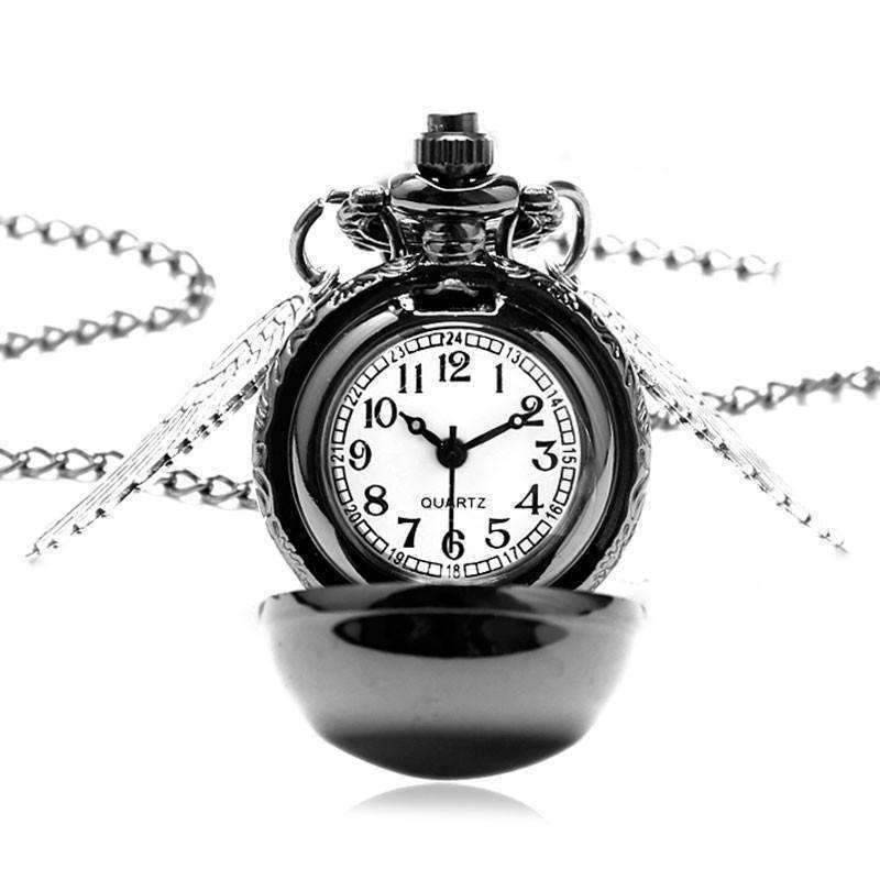 Feshionn IOBI Watches Wizard's Game Mini Snitch Gunmetal Pocket Watch Necklace