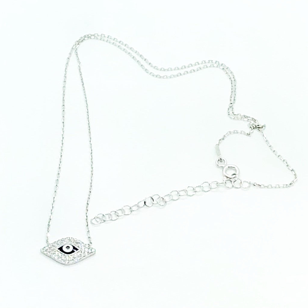 Charming Blue Evil Eye CZ & Sterling Silver Necklace