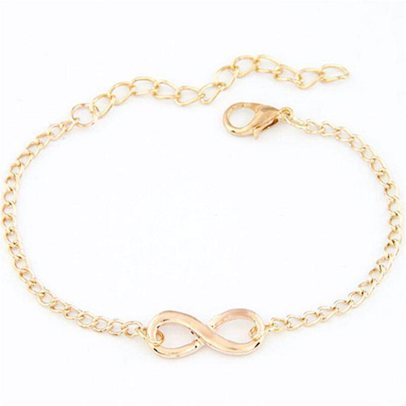 Infinity Symbol Chain Bracelet in Silver or Gold