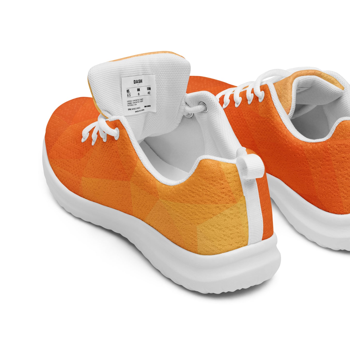 DASH Geo Orange Men’s Athletic Shoes Lightweight Breathable Design by IOBI Original Apparel