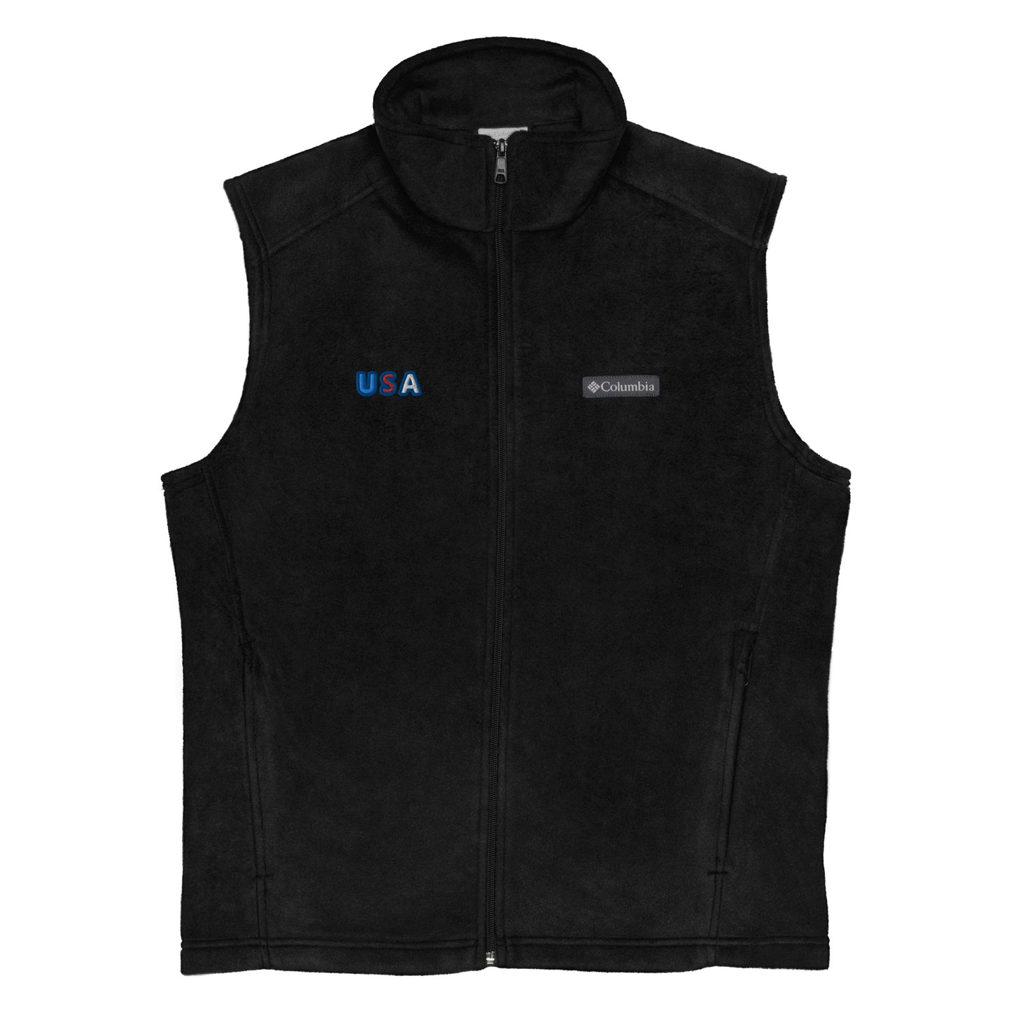 Men’s Columbia Fleece Vest With Pockets Embroidery USA Patriot