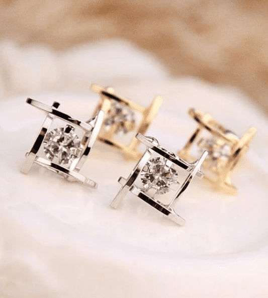 Captured Crystals Square Earrings