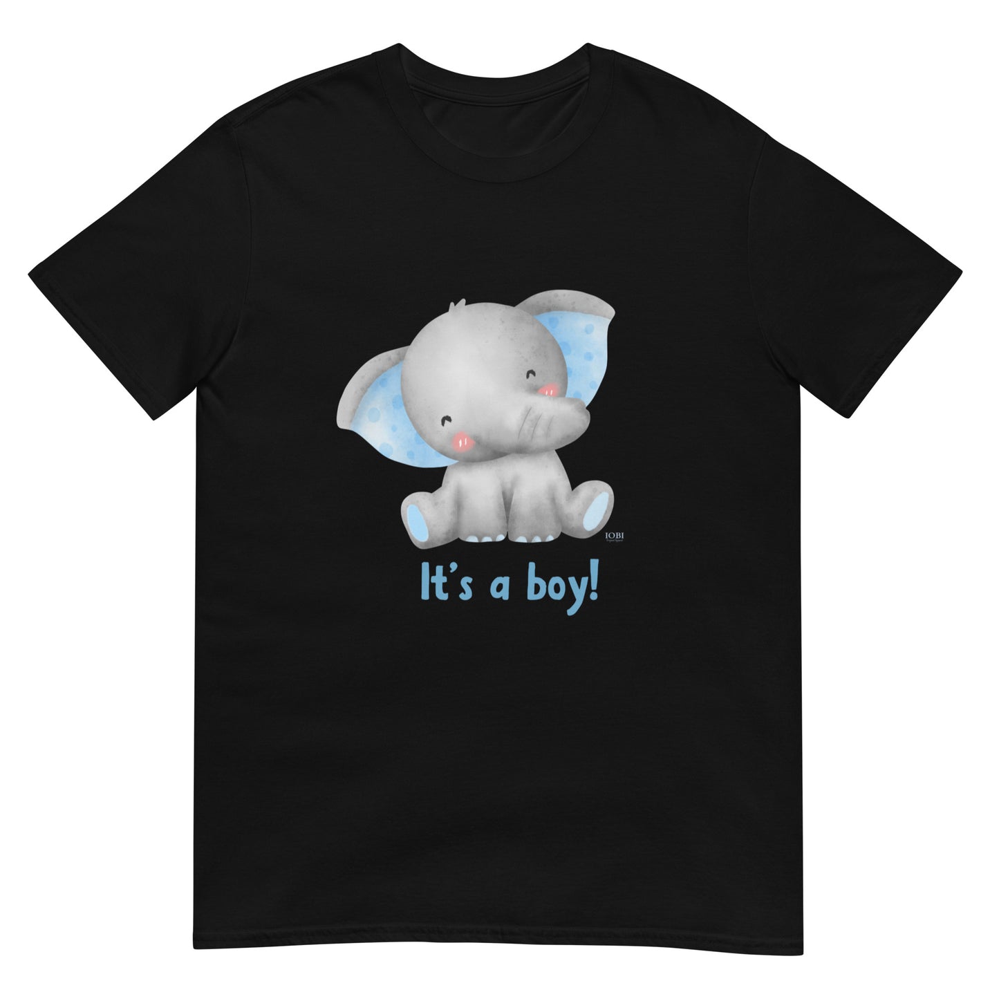 Short-Sleeve Women Soft T-Shirt It's A Boy Baby Elephant Design by IOBI Original Apparel