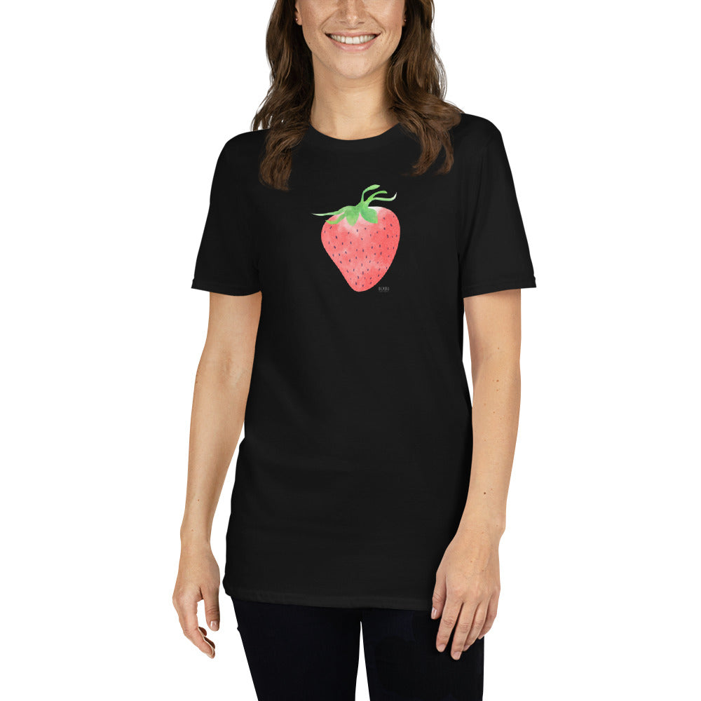 Short-Sleeve Women Soft T-Shirt Strawberry Design by IOBI Original Apparel