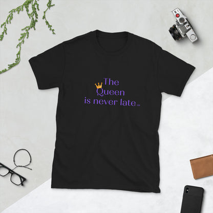 Short-Sleeve Women Soft T-Shirt The Queen Is Never Late Design by IOBI Original Apparel