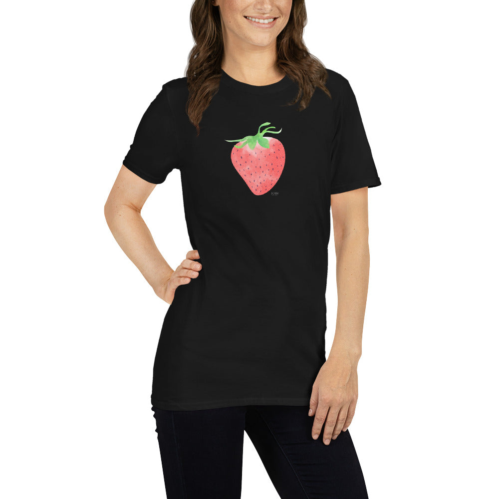 Short-Sleeve Women Soft T-Shirt Strawberry Design by IOBI Original Apparel