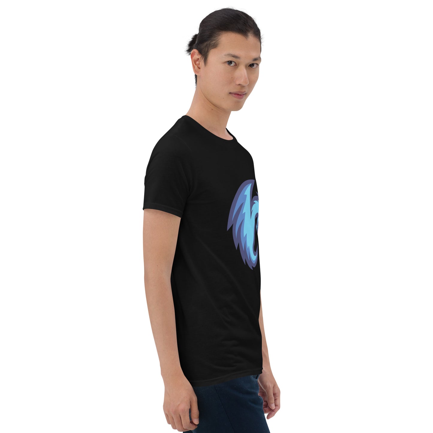 Short-Sleeve Men Soft T-Shirt Electric Blue Dragon Symbol Design by IOBI Original Apparel