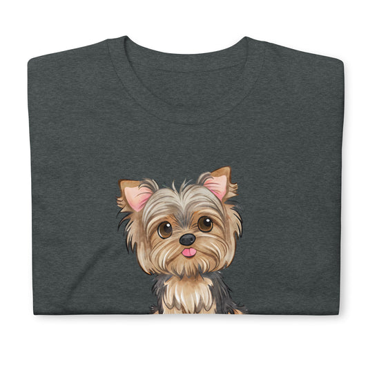 Short-Sleeve Women Soft T-Shirt Yorkie Just Woof It Design by IOBI Original Apparel