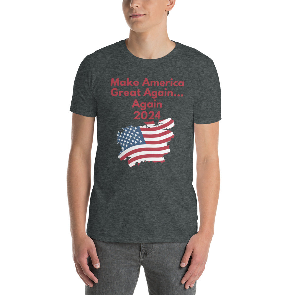 Short-Sleeve Men Soft T-Shirt Make America Great Again... Again 2024 Design by IOBI Original Apparel