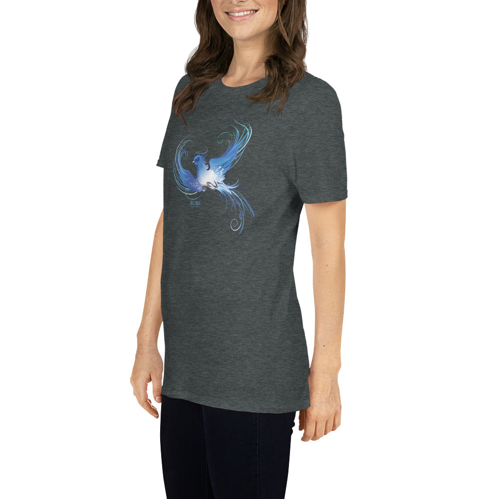 Short-Sleeve Women Soft T-Shirt Blue Fire Bird Design by IOBI Original Apparel