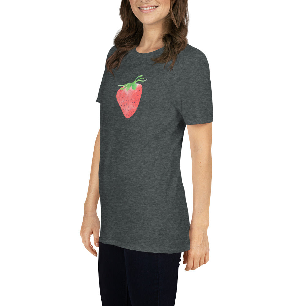 Short-Sleeve Women Soft T-Shirt Strawberry Design by IOBI Original Apparel