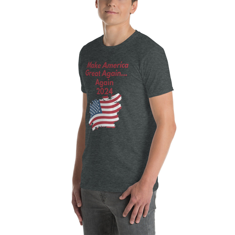 Short-Sleeve Men Soft T-Shirt Make America Great Again... Again 2024 Design by IOBI Original Apparel