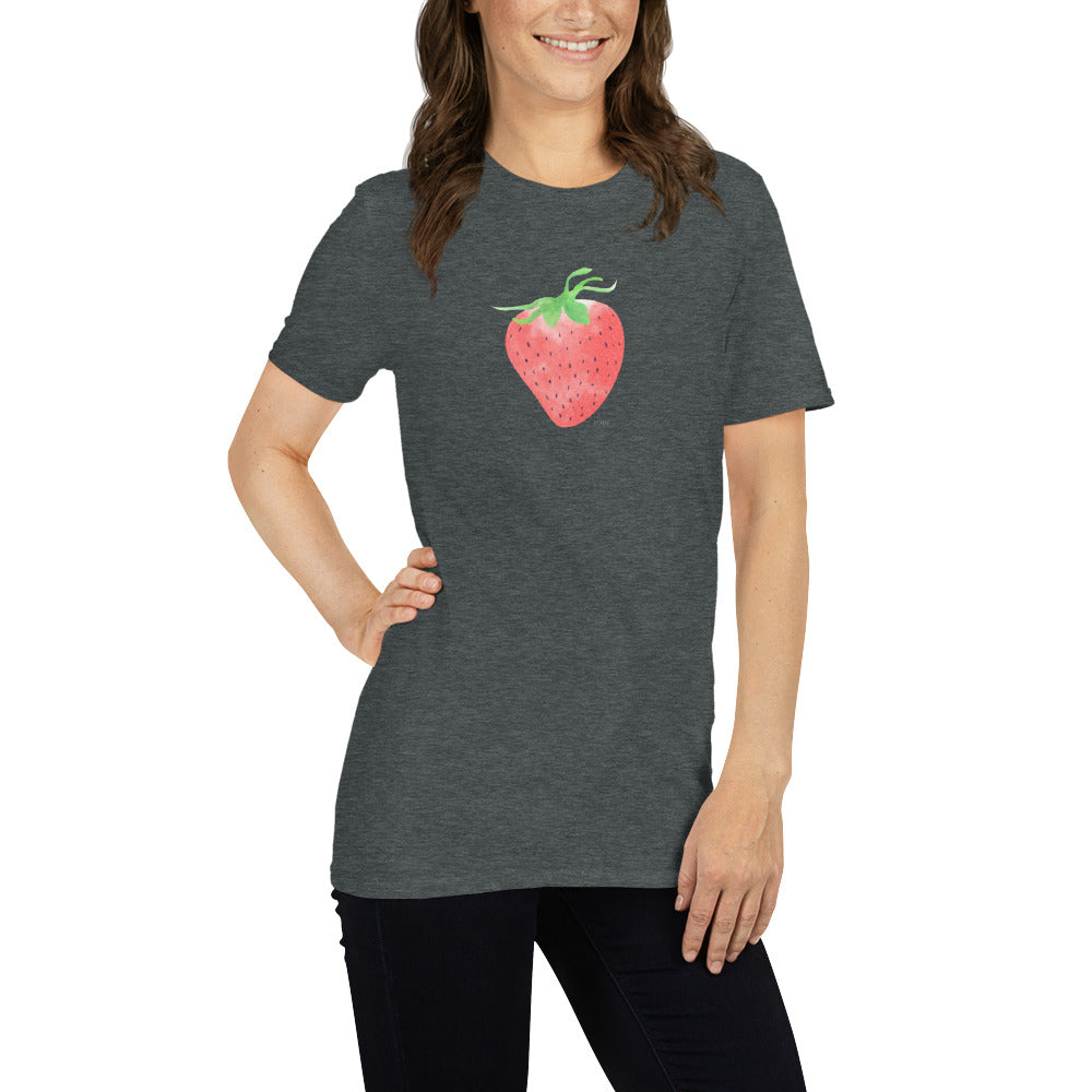 Short-Sleeve Women Soft T-Shirt Strawberry Design by IOBI Original Apparel