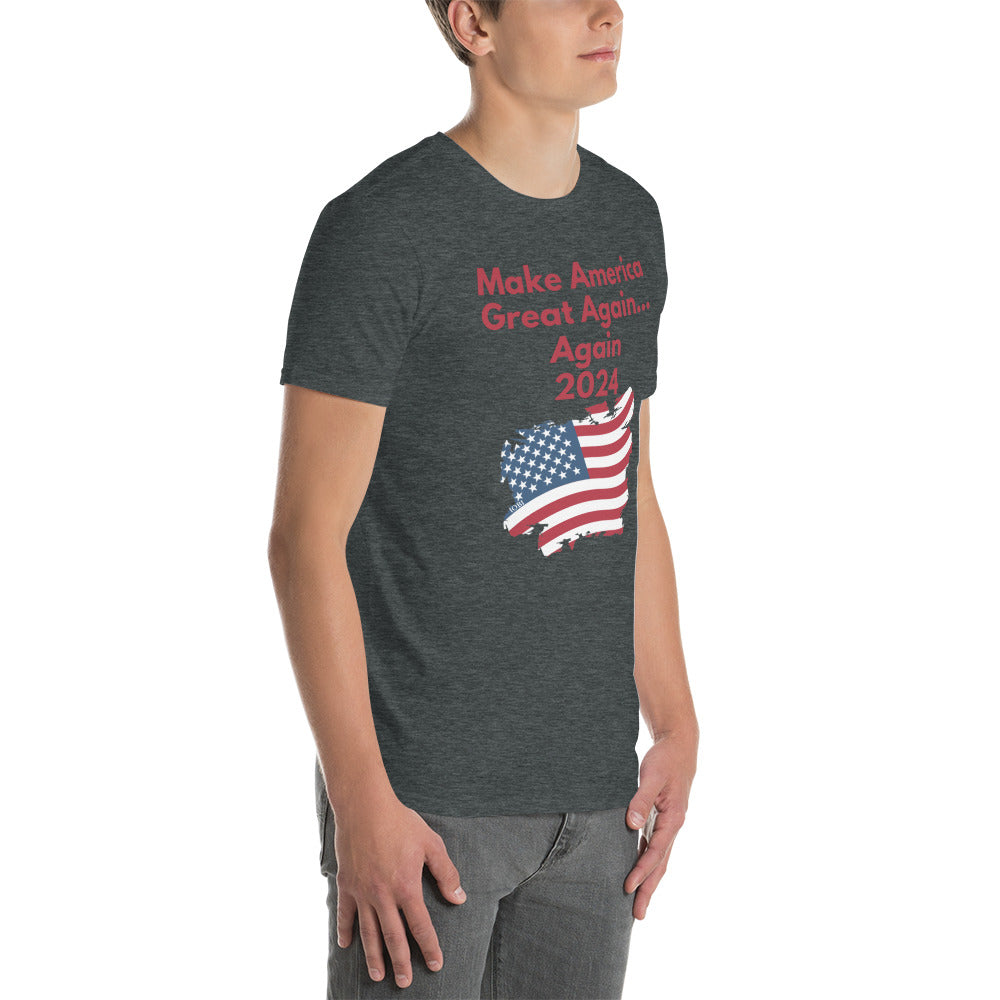 Short-Sleeve Men Soft T-Shirt Make America Great Again... Again 2024 Design by IOBI Original Apparel