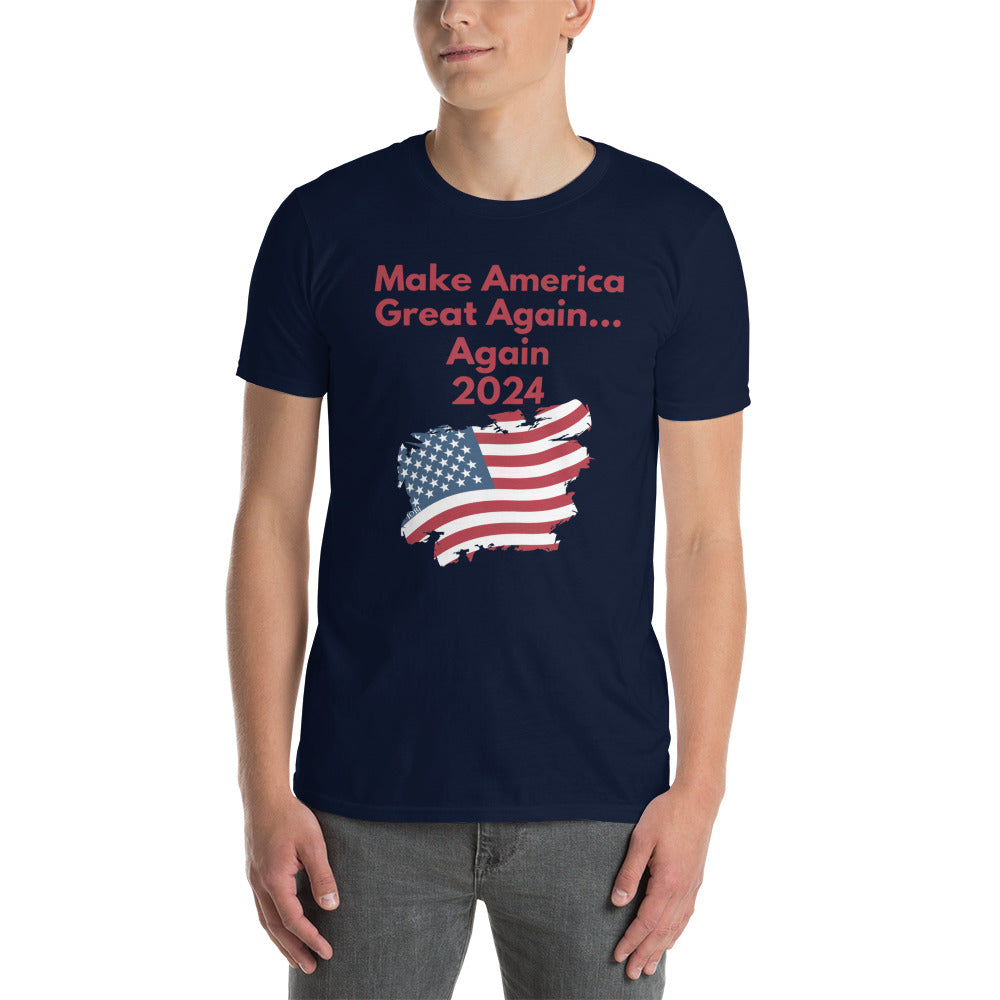 Short-Sleeve Men Soft T-Shirt Make America Great Again... Again 2024 Design by IOBI Original Apparel