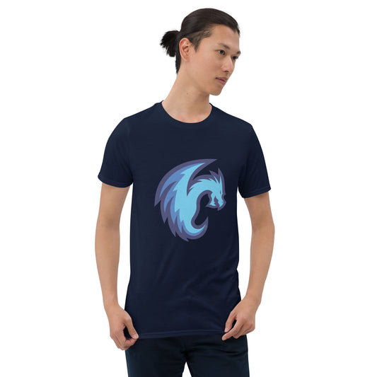 Short-Sleeve Men Soft T-Shirt Electric Blue Dragon Symbol Design by IOBI Original Apparel