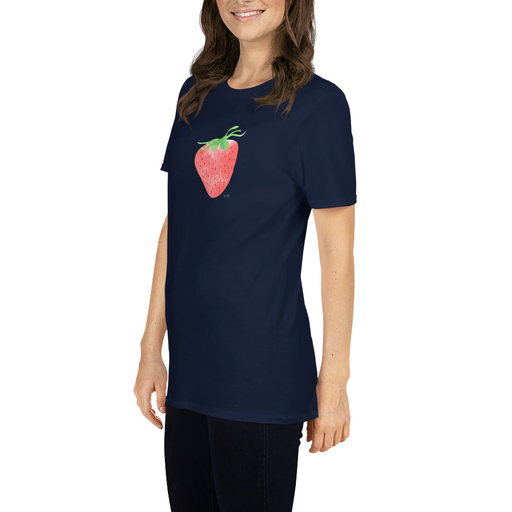 Short-Sleeve Women Soft T-Shirt Strawberry Design by IOBI Original Apparel