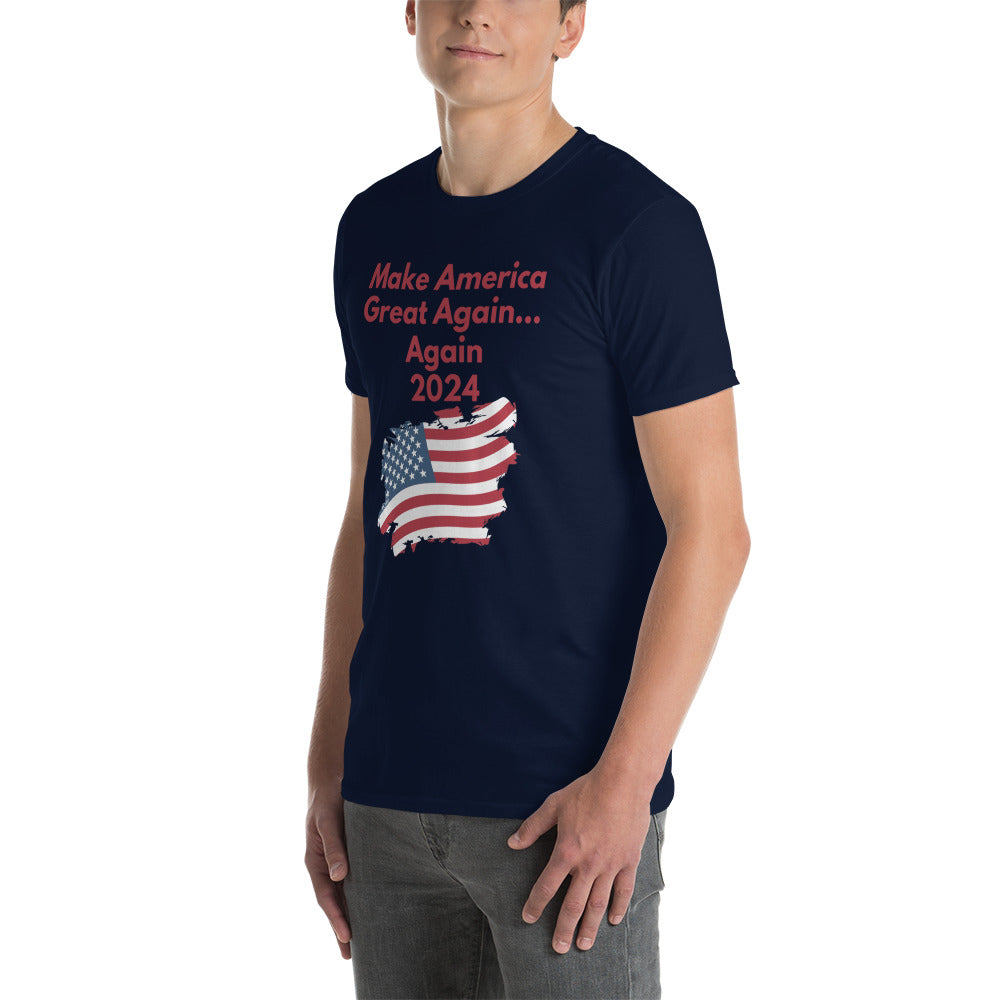 Short-Sleeve Men Soft T-Shirt Make America Great Again... Again 2024 Design by IOBI Original Apparel