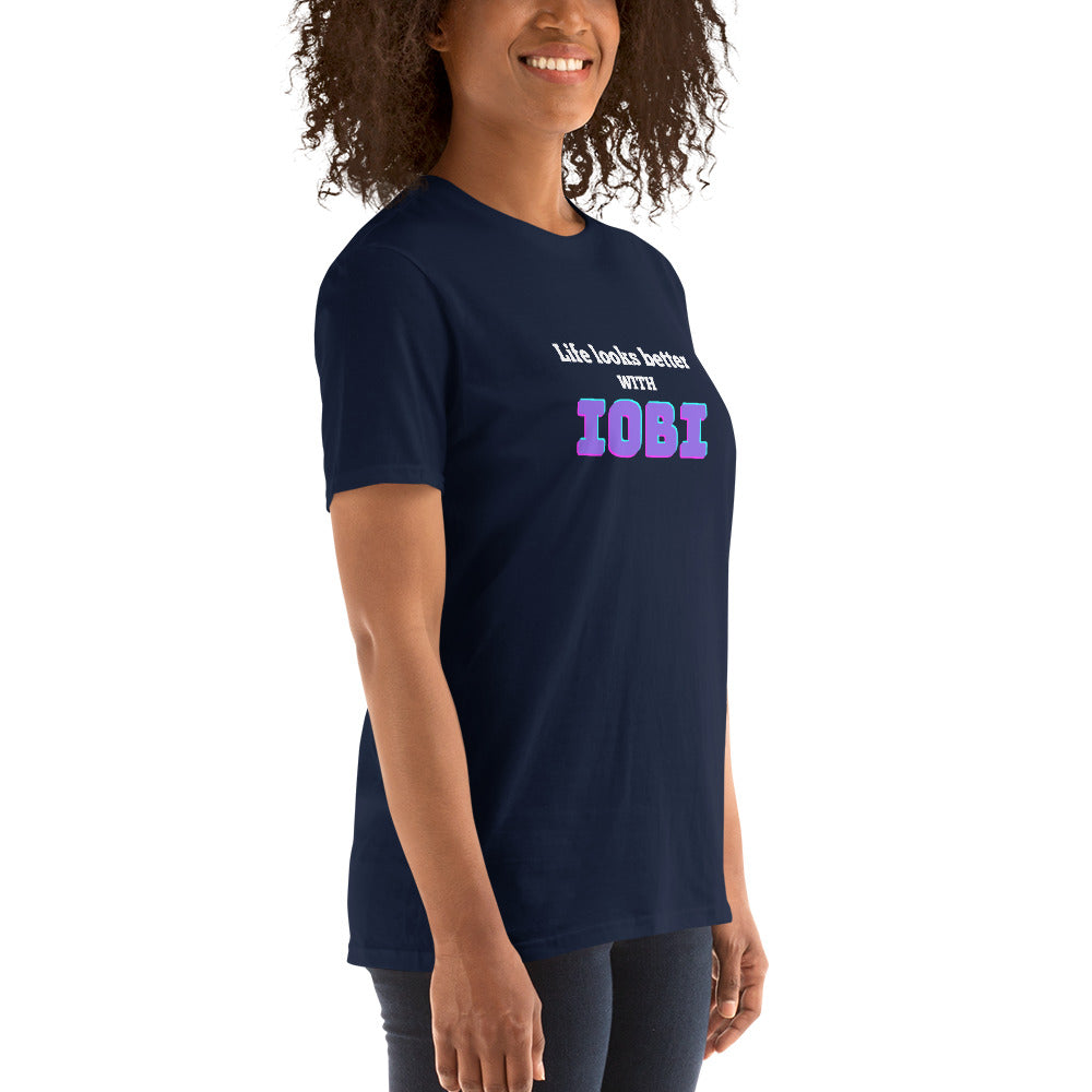 Short-Sleeve Women Soft T-Shirt Life Looks Better With IOBI Design by IOBI Original Apparel