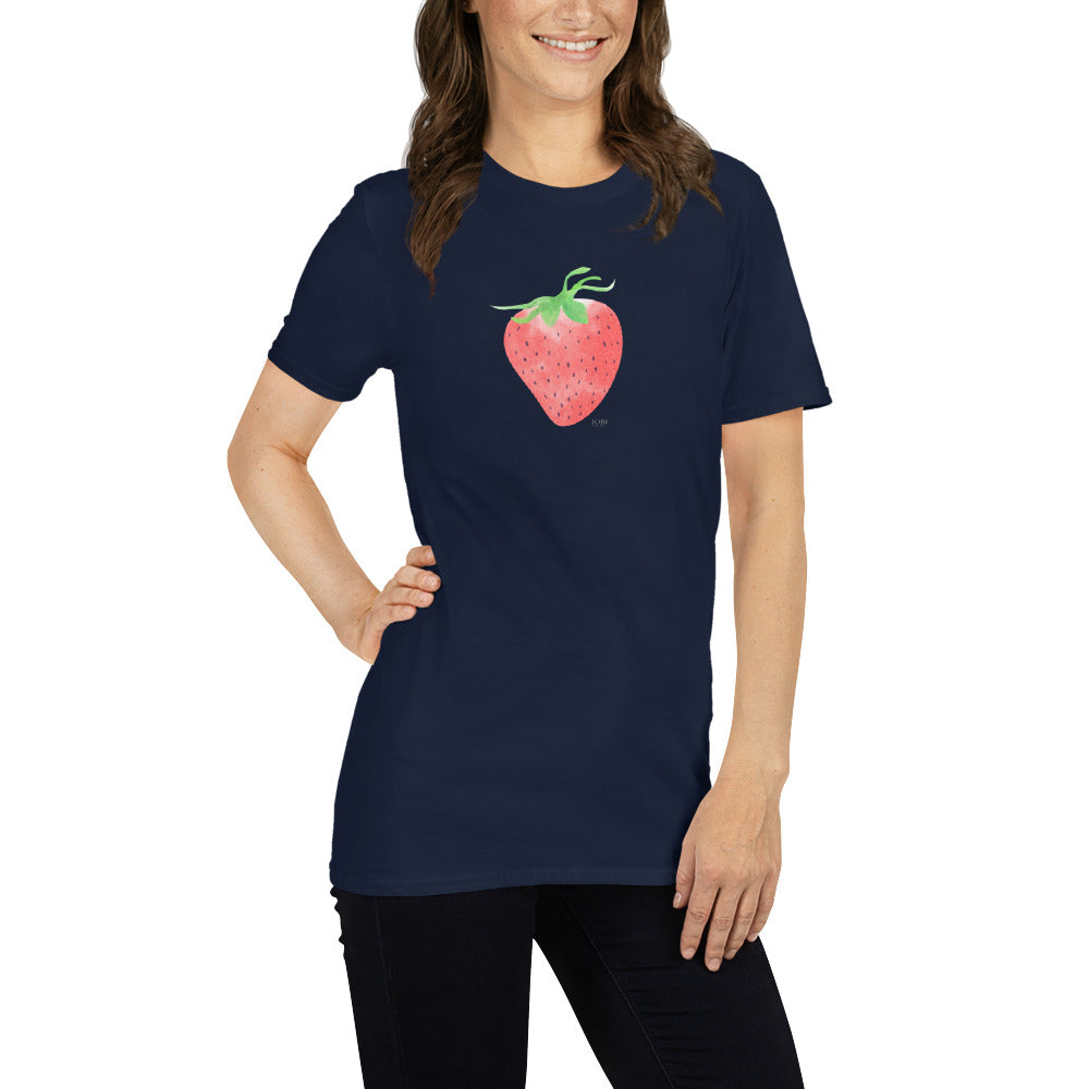 Short-Sleeve Women Soft T-Shirt Strawberry Design by IOBI Original Apparel