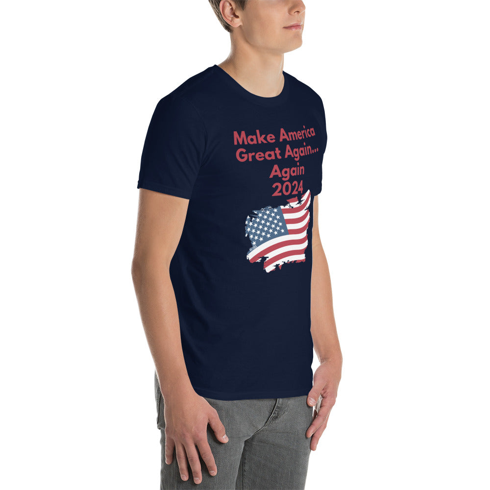 Short-Sleeve Men Soft T-Shirt Make America Great Again... Again 2024 Design by IOBI Original Apparel