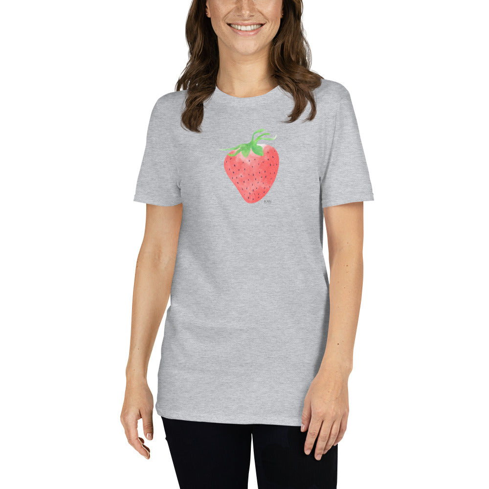 Short-Sleeve Women Soft T-Shirt Strawberry Design by IOBI Original Apparel