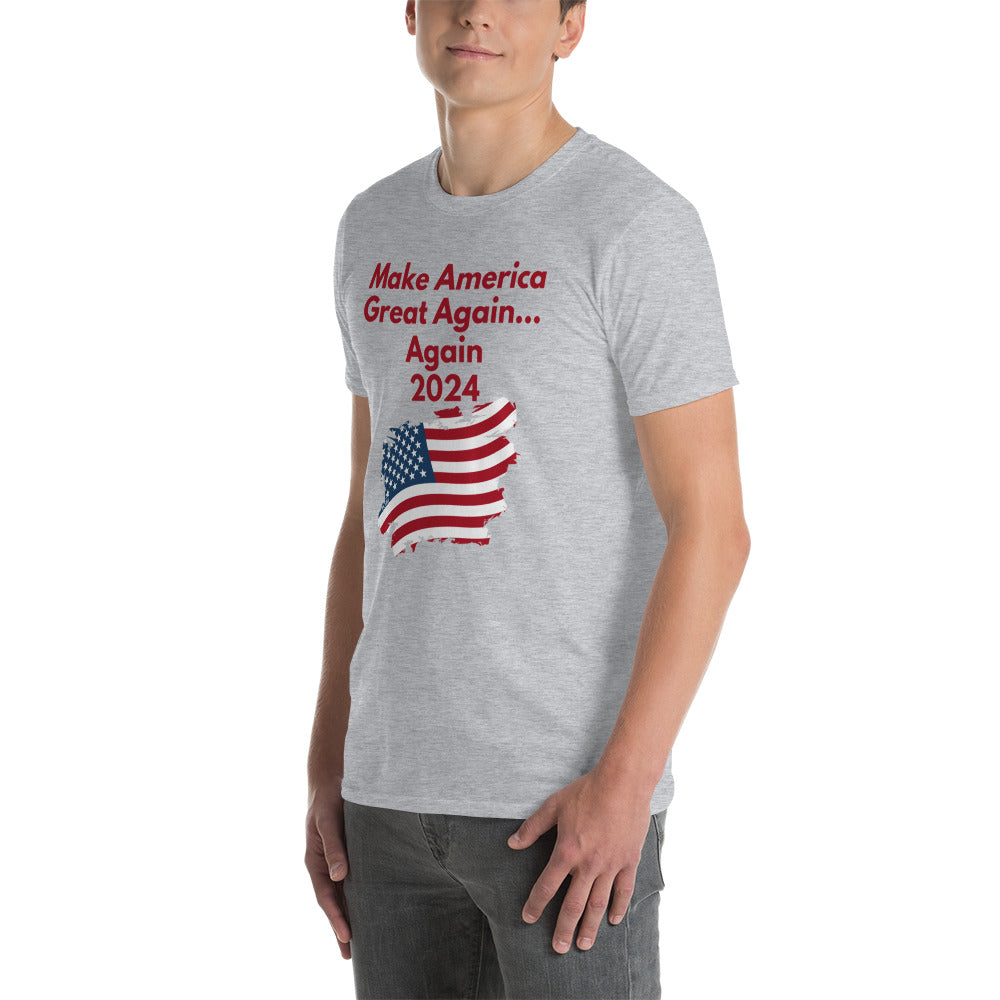 Short-Sleeve Men Soft T-Shirt Make America Great Again... Again 2024 Design by IOBI Original Apparel