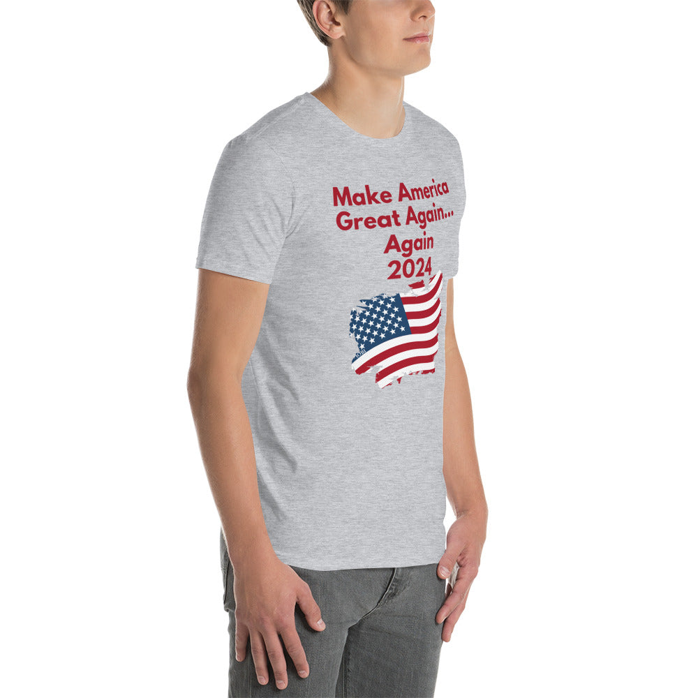 Short-Sleeve Men Soft T-Shirt Make America Great Again... Again 2024 Design by IOBI Original Apparel