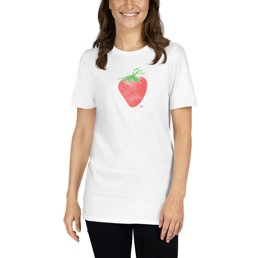 Short-Sleeve Women Soft T-Shirt Strawberry Design by IOBI Original Apparel