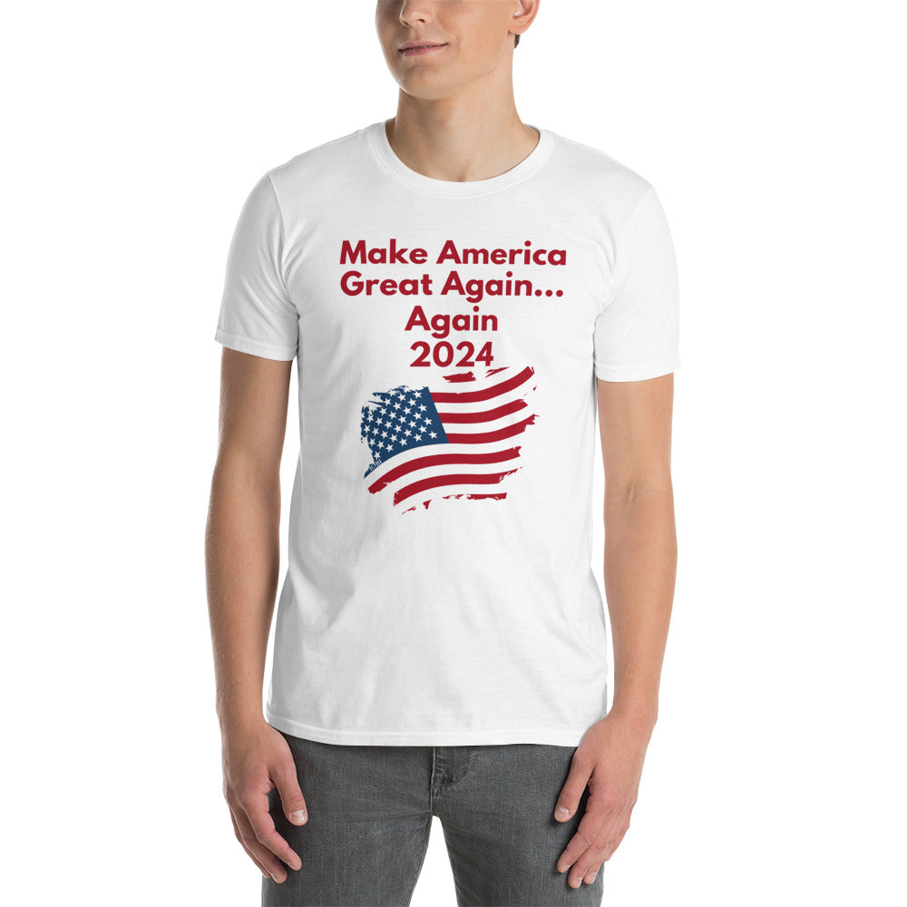 Short-Sleeve Men Soft T-Shirt Make America Great Again... Again 2024 Design by IOBI Original Apparel