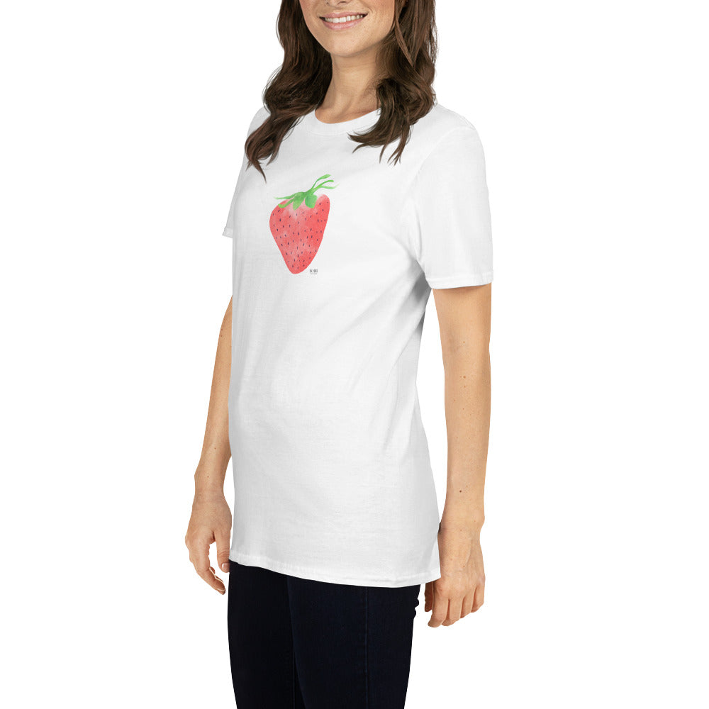 Short-Sleeve Women Soft T-Shirt Strawberry Design by IOBI Original Apparel