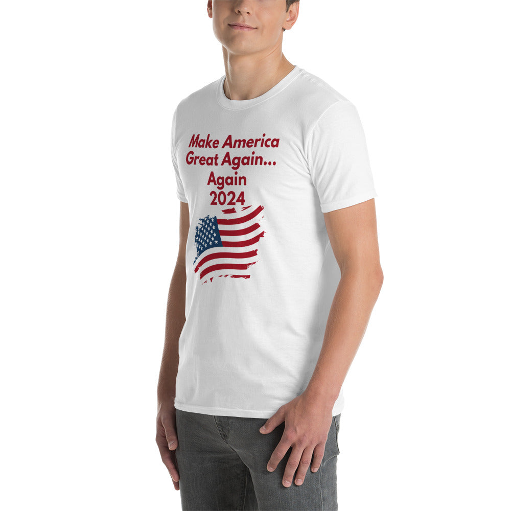 Short-Sleeve Men Soft T-Shirt Make America Great Again... Again 2024 Design by IOBI Original Apparel